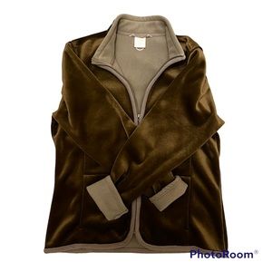 Olive green Velour fleece Jacket